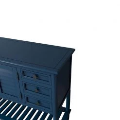 White Sideboard Console Table with Bottom Shelf, Farmhouse Wood/Glass Buffet Storage Cabinet by Z-joyee -Cheap Z-joyee Store white z joyee accent cabinets lyac444aak fa 1000