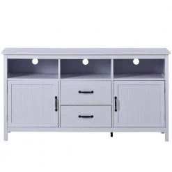 White Wood Storage Cabinet with 2 Drawers, 2 Cabinets and 1 Shelf by Z-joyee