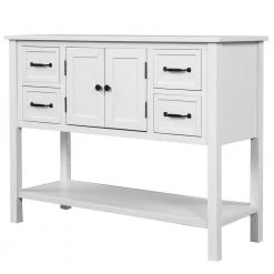 Modern White 43" Wide Wood Storage Cabinets with 4 Drawers, 1 Cabinet and 1 Shelf by Z-joyee -Cheap Z-joyee Store white z joyee accent cabinets lyac836aak 4f 1000