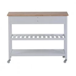 White Rolling Kitchen Cart with Locking Wheels and Open Spacious Storage Shelves by Z-joyee -Cheap Z-joyee Store white z joyee bar carts p q202200153 66 1000