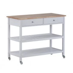 White Rolling Kitchen Cart with Locking Wheels and Open Spacious Storage Shelves by Z-joyee -Cheap Z-joyee Store white z joyee bar carts p q202200153 c3 1000