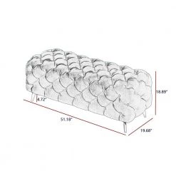 18.89 in. H x 51.18 in. W x 19.68 in. D White Button-Tufted Ottoman Bench Upholstered Velvet Footrest Stool Accent Bench by Z-joyee -Cheap Z-joyee Store white z joyee bedroom benches p s202200332 fa 1000