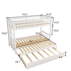 White Twin over Pull-out Bunk Bed with Trundle by Z-joyee -Cheap Z-joyee Store white z joyee bunk beds ly301aak 1ak 1 4f 1000