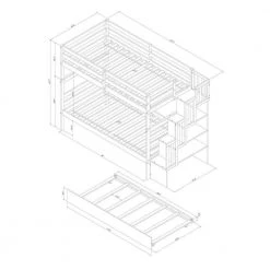 White Twin Bunk Bed with Twin Size Pull Out Trundle by Z-joyee -Cheap Z-joyee Store white z joyee bunk beds p q202200050 1f 1000