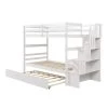 White Twin Bunk Bed with Twin Size Pull Out Trundle by Z-joyee