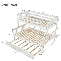 White Twin Over Full Bunk Bed with Trundle by Z-joyee -Cheap Z-joyee Store white z joyee bunk beds p q202200053 4f 1000