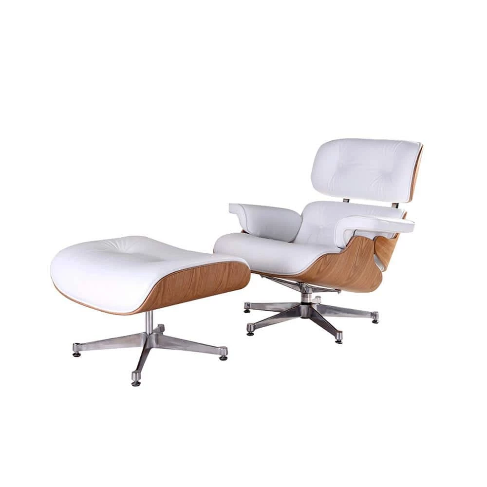 White Faux Leather Swivel Lounge Chair and Ottoman by Z-joyee 1 White Faux Leather Swivel Lounge Chair and Ottoman by Z-joyee