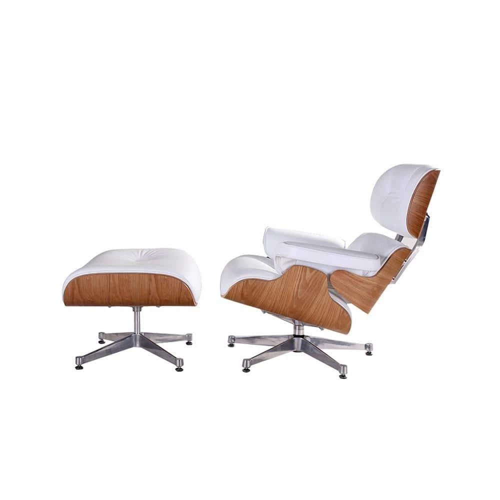 White Faux Leather Swivel Lounge Chair and Ottoman by Z-joyee 2 White Faux Leather Swivel Lounge Chair and Ottoman by Z-joyee - Image 2
