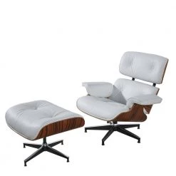 White Faux Leather Swivel Lounge Chair and Ottoman by Z-joyee -Cheap Z-joyee Store white z joyee chaise lounges p s202200207 c3 1000