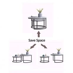 31.5 in. White Round MDF Faux Marble Nesting Coffee Table Set by Z-joyee -Cheap Z-joyee Store white z joyee coffee tables f fb857219263 1f 1000