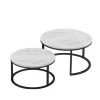 31.5 in. White Round MDF Faux Marble Nesting Coffee Table Set by Z-joyee