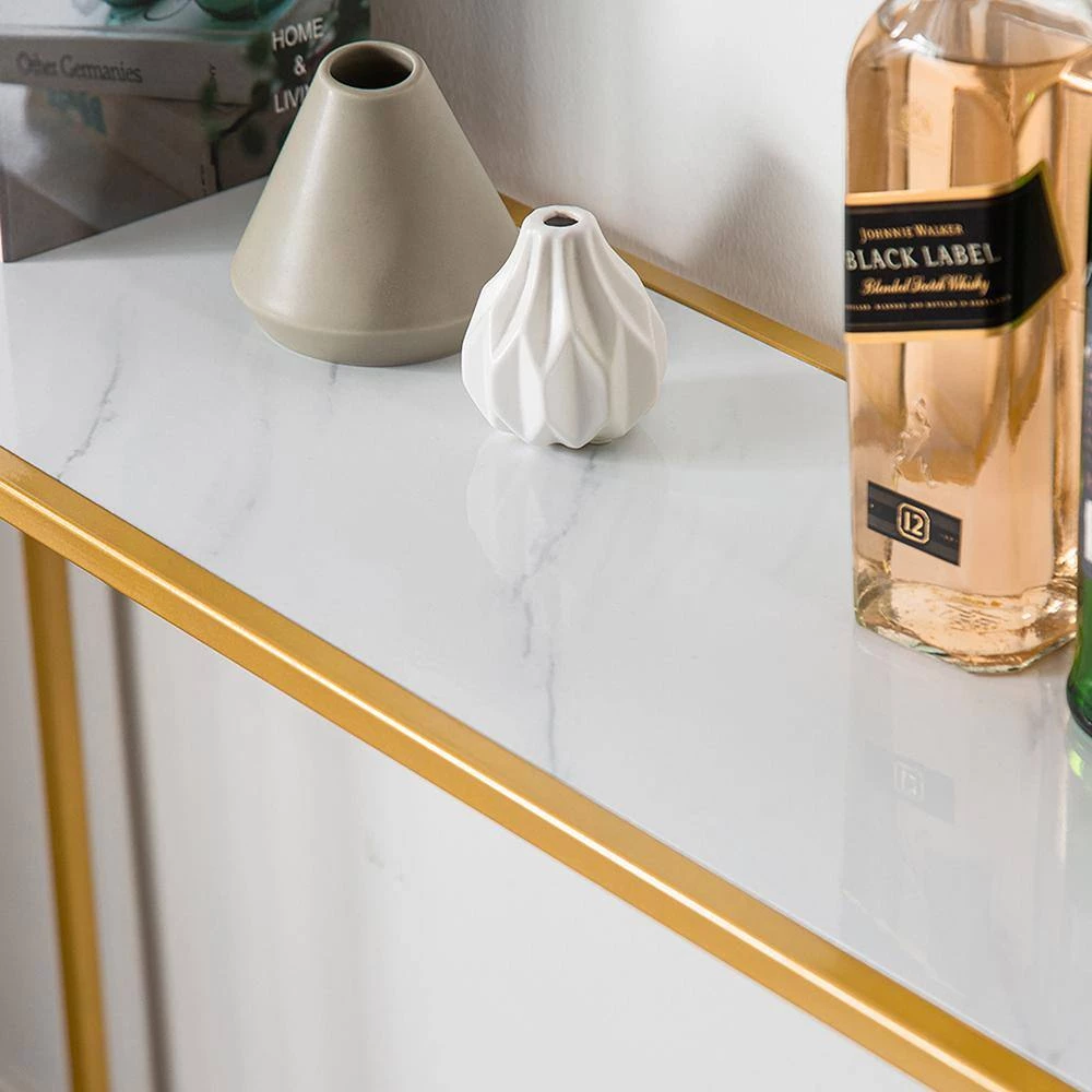 41.73 in. White Standard Rectangle Metal Console Table with Storage Shelf by Z-joyee 4 41.73 in. White Standard Rectangle Metal Console Table with Storage Shelf by Z-joyee - Image 4