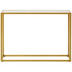 41.73 in. White Standard Rectangle Metal Console Table with Storage Shelf by Z-joyee