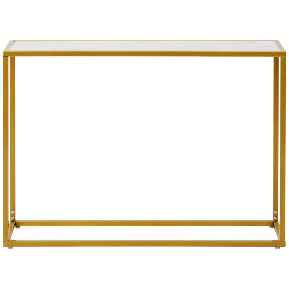 41.73 in. White Standard Rectangle Metal Console Table with Storage Shelf by Z-joyee 1 41.73 in. White Standard Rectangle Metal Console Table with Storage Shelf by Z-joyee