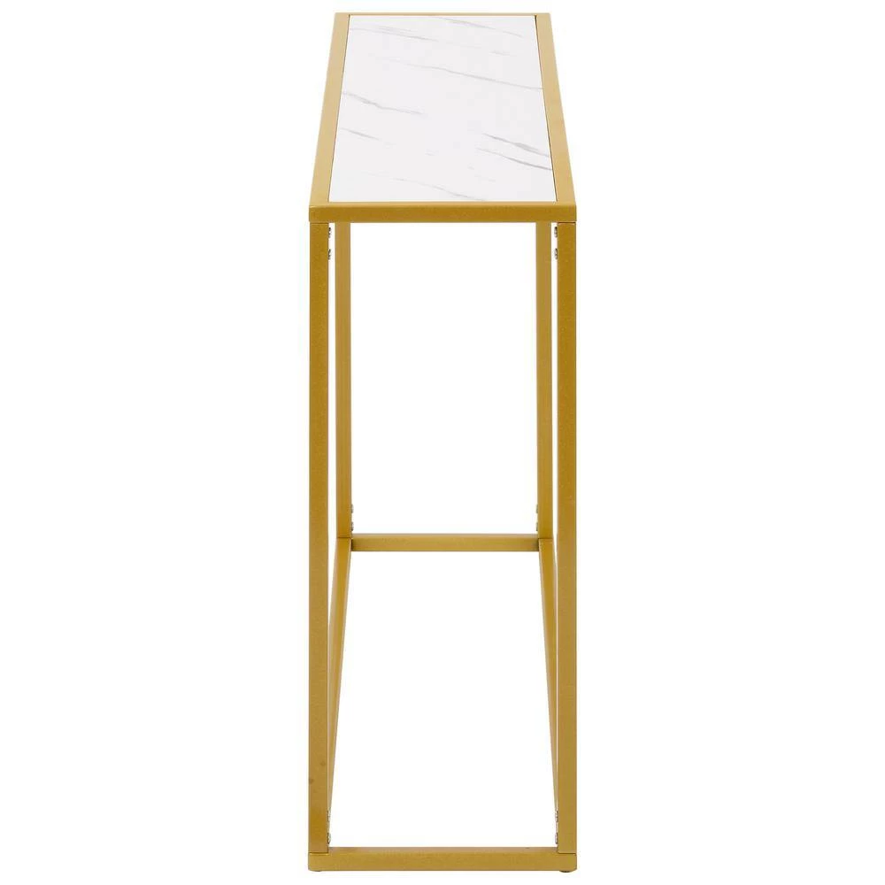 41.73 in. White Standard Rectangle Metal Console Table with Storage Shelf by Z-joyee 2 41.73 in. White Standard Rectangle Metal Console Table with Storage Shelf by Z-joyee - Image 2