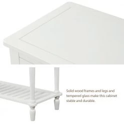 42 in. White Standard Rectangle Wood Console Table with 2-Drawers and Bottom Shelf by Z-joyee -Cheap Z-joyee Store white z joyee console tables f fb857222089 1f 1000