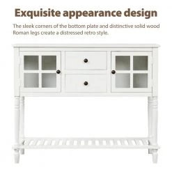 42 in. White Standard Rectangle Wood Console Table with 2-Drawers and Bottom Shelf by Z-joyee -Cheap Z-joyee Store white z joyee console tables f fb857222089 4f 1000