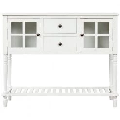 42 in. White Standard Rectangle Wood Console Table with 2-Drawers and Bottom Shelf by Z-joyee