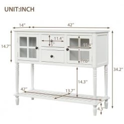 42 in. White Standard Rectangle Wood Console Table with 2-Drawers and Bottom Shelf by Z-joyee -Cheap Z-joyee Store white z joyee console tables f fb857222089 c3 1000