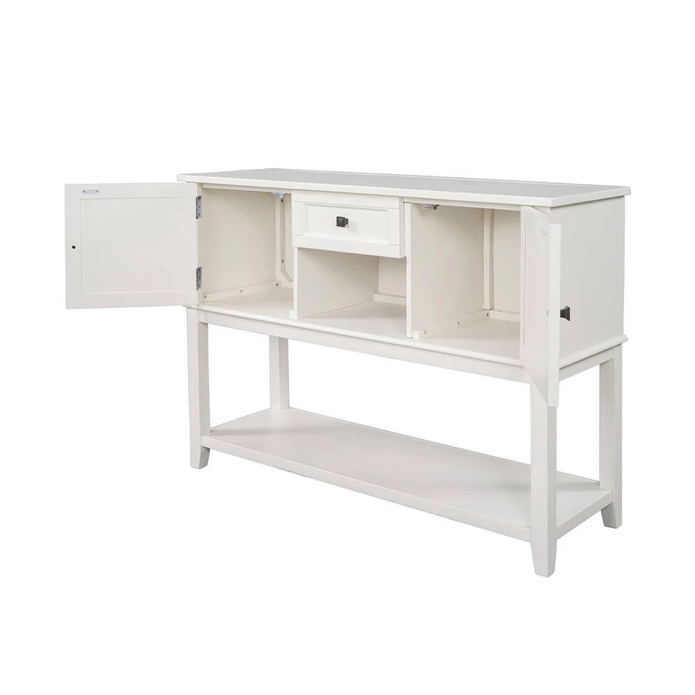 Retro 45.2 in. White Standard Rectangle Wood Console Table with Drawer by Z-joyee 4 Retro 45.2 in. White Standard Rectangle Wood Console Table with Drawer by Z-joyee - Image 4