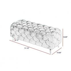 White Upholstered Velvet Button-Tufted Bench 51.18 in. W x 18.89 in. H x 19.68 in. D by Z-joyee 16 White Upholstered Velvet Button-Tufted Bench 51.18 in. W x 18.89 in. H x 19.68 in. D by Z-joyee -Cheap Z-joyee Store white z joyee dining benches ly 8839780 4f 1000