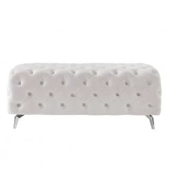 White Upholstered Velvet Button-Tufted Bench 51.18 in. W x 18.89 in. H x 19.68 in. D by Z-joyee