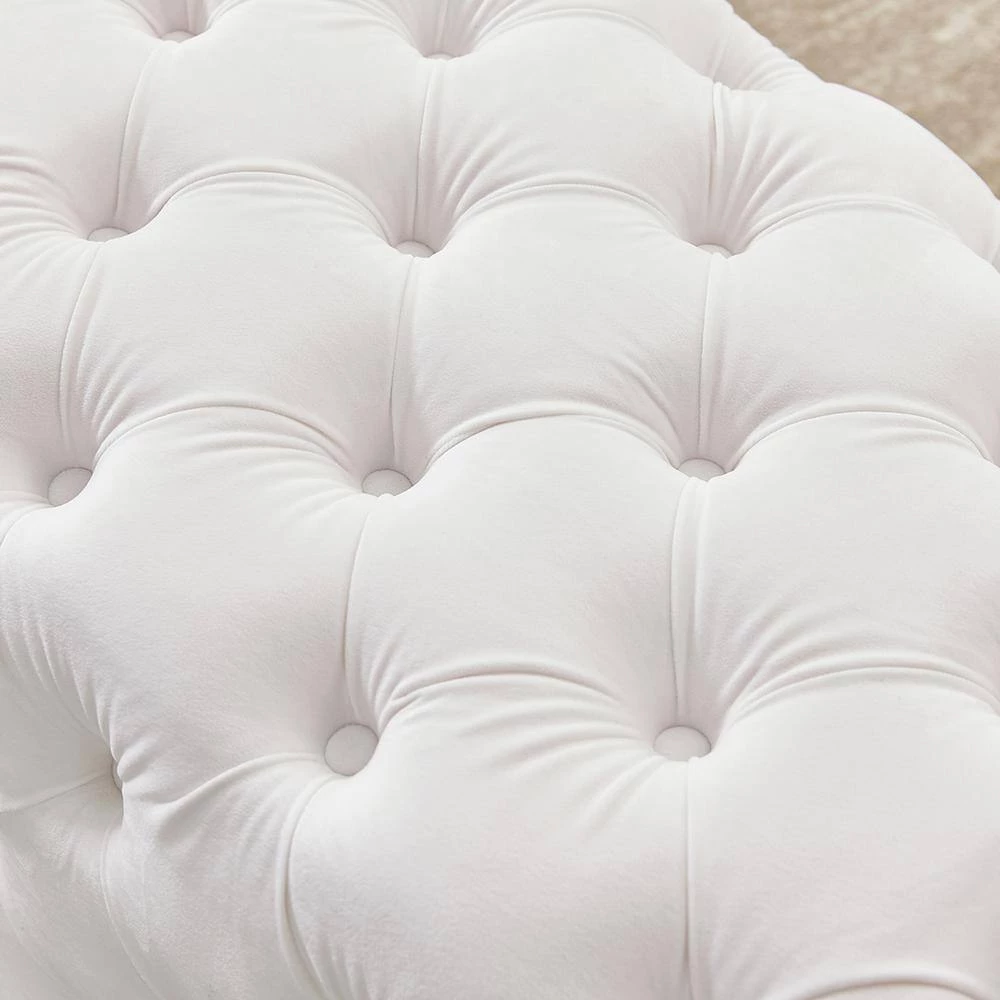 White Upholstered Velvet Button-Tufted Bench 51.18 in. W x 18.89 in. H x 19.68 in. D by Z-joyee 10 White Upholstered Velvet Button-Tufted Bench 51.18 in. W x 18.89 in. H x 19.68 in. D by Z-joyee - Image 10