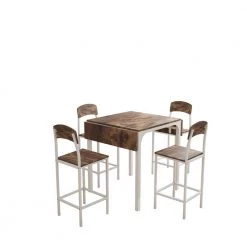 5-Piece Rectangle Rustic Brown Wood Top Dining Room Set Seats 4 by Z-joyee -Cheap Z-joyee Store white z joyee dining room sets ly33k w 1f 1000