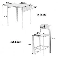 5-Piece Rectangle Rustic Brown Wood Top Dining Room Set Seats 4 by Z-joyee -Cheap Z-joyee Store white z joyee dining room sets ly33k w 4f 1000
