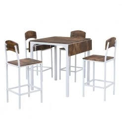 5-Piece Rectangle Rustic Brown Wood Top Dining Room Set Seats 4 by Z-joyee