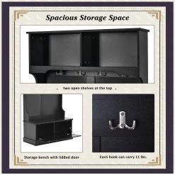 40 Width x 18.5 Depth Black Hall Tree with 4-Hooks and Hinged Lid Coat Hanger Entryway Bench by Z-joyee -Cheap Z-joyee Store white z joyee hall trees bd hwf280709aab 44 1000