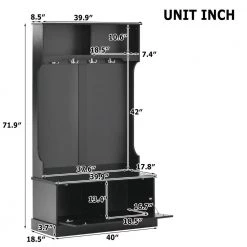 40 Width x 18.5 Depth Black Hall Tree with 4-Hooks and Hinged Lid Coat Hanger Entryway Bench by Z-joyee -Cheap Z-joyee Store white z joyee hall trees bd hwf280709aab 76 1000