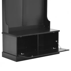 40 Width x 18.5 Depth Black Hall Tree with 4-Hooks and Hinged Lid Coat Hanger Entryway Bench by Z-joyee -Cheap Z-joyee Store white z joyee hall trees bd hwf280709aab fa 1000