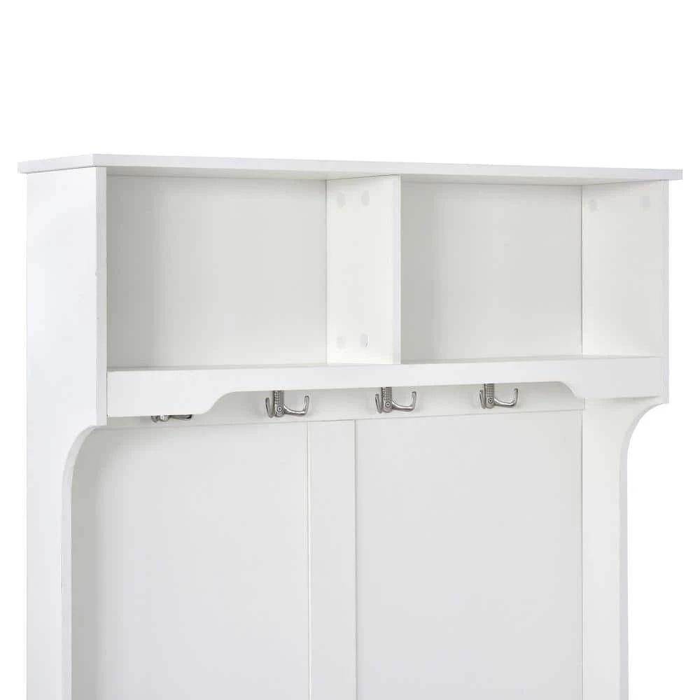 72 in. H White Hall Tree with 4-Hooks, Coat Hanger, Entryway Bench, Storage Bench by Z-joyee 1 72 in. H White Hall Tree with 4-Hooks, Coat Hanger, Entryway Bench, Storage Bench by Z-joyee