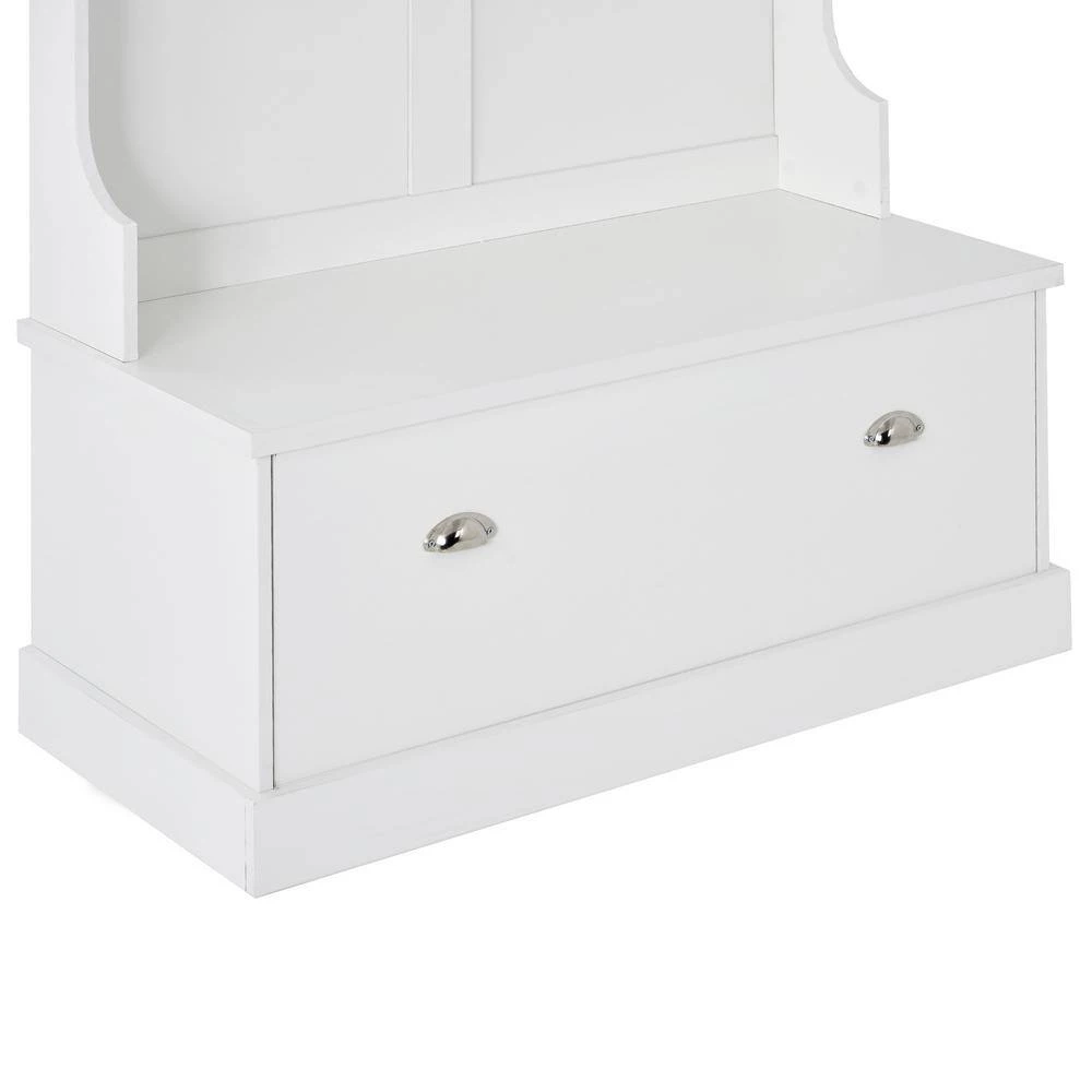 72 in. H White Hall Tree with 4-Hooks, Coat Hanger, Entryway Bench, Storage Bench by Z-joyee 7 72 in. H White Hall Tree with 4-Hooks, Coat Hanger, Entryway Bench, Storage Bench by Z-joyee - Image 7