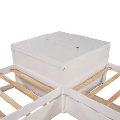 White Wood L-shaped Platform Bed with Trundle and Drawers by Z-joyee -Cheap Z-joyee Store white z joyee kids beds ly0518ak 44 1000