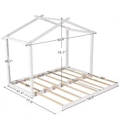 White Twin XL/King Size House Platform Bed with Trundle by Z-joyee -Cheap Z-joyee Store white z joyee kids beds ly7228ak 4f 1000