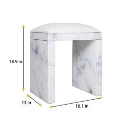 White Tempered Glass Marble Texture Vanity Set 29.9 in. X 31.5 in. X 13.8 in. by Z-joyee -Cheap Z-joyee Store white z joyee makeup vanities p q202200150 1f 1000