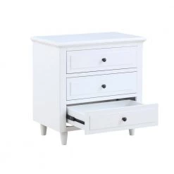 3-Drawer White NightStand Storage Wood Cabinet 28.1 in. x 27.9 in. x 16.9 in. by Z-joyee -Cheap Z-joyee Store white z joyee nightstands p q202200057 4f 1000