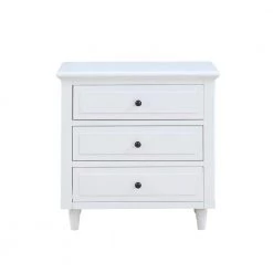 3-Drawer White NightStand Storage Wood Cabinet 28.1 in. x 27.9 in. x 16.9 in. by Z-joyee