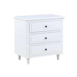 3-Drawer White NightStand Storage Wood Cabinet 28.1 in. x 27.9 in. x 16.9 in. by Z-joyee -Cheap Z-joyee Store white z joyee nightstands p q202200057 c3 1000