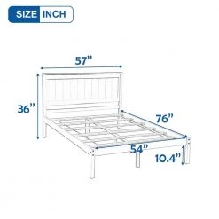 White Full Platform Bed with Headboard and Wood Slat Support by Z-joyee -Cheap Z-joyee Store white z joyee platform beds f fb857215937 fa 1000