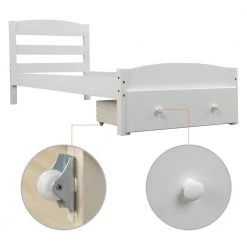 White Twin Size Wood Platform Bed with Storage Drawer by Z-joyee 10 White Twin Size Wood Platform Bed with Storage Drawer by Z-joyee -Cheap Z-joyee Store white z joyee platform beds f fb857216156 c3 1000