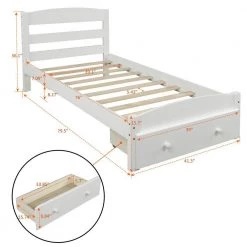 White Twin Size Wood Platform Bed with Storage Drawer by Z-joyee 14 White Twin Size Wood Platform Bed with Storage Drawer by Z-joyee -Cheap Z-joyee Store white z joyee platform beds f fb857216156 fa 1000