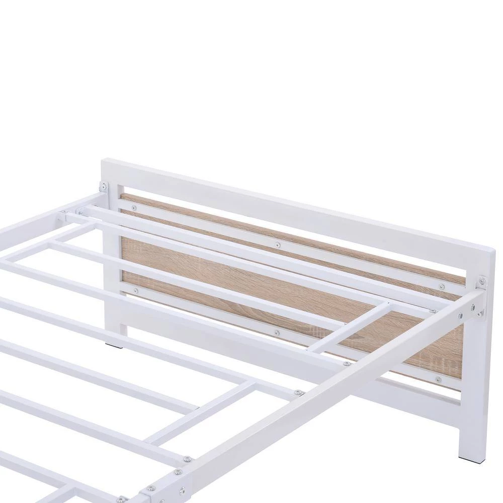 Metal White Twin Size Platform Bed with Headboard and Footboard by Z-joyee 4 Metal White Twin Size Platform Bed with Headboard and Footboard by Z-joyee - Image 4