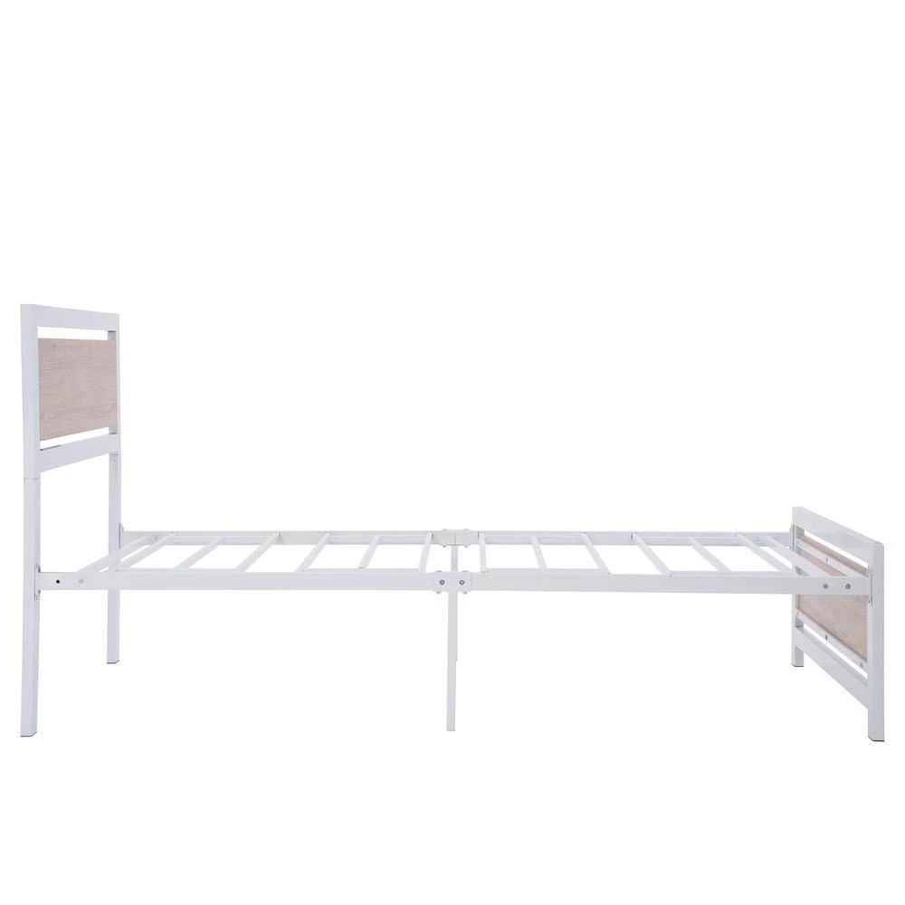 Metal White Twin Size Platform Bed with Headboard and Footboard by Z-joyee 2 Metal White Twin Size Platform Bed with Headboard and Footboard by Z-joyee - Image 2