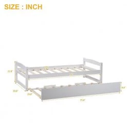 White Twin Size Wood Platform Bed with Trundle by Z-joyee -Cheap Z-joyee Store white z joyee platform beds f fb857216811 1f 1000