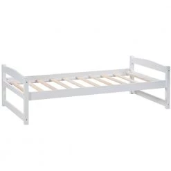 White Twin Size Wood Platform Bed with Trundle by Z-joyee -Cheap Z-joyee Store white z joyee platform beds f fb857216811 76 1000