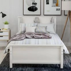 White Twin Size Wood Platform Bed with Headboard by Z-joyee 11 White Twin Size Wood Platform Bed with Headboard by Z-joyee -Cheap Z-joyee Store white z joyee platform beds f fb857216903 c3 1000