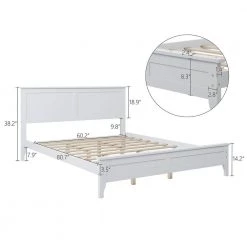 Wood White Queen Size Platform Bed with Headboard by Z-joyee -Cheap Z-joyee Store white z joyee platform beds f fb857217177 44 1000